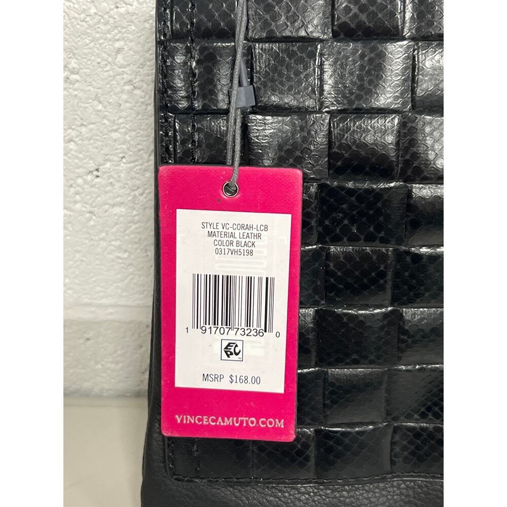 NWT Vince Camuto Black Corah Genuine Woven Snake Embossed Leather Crossbody Bag - Picture 4 of 8